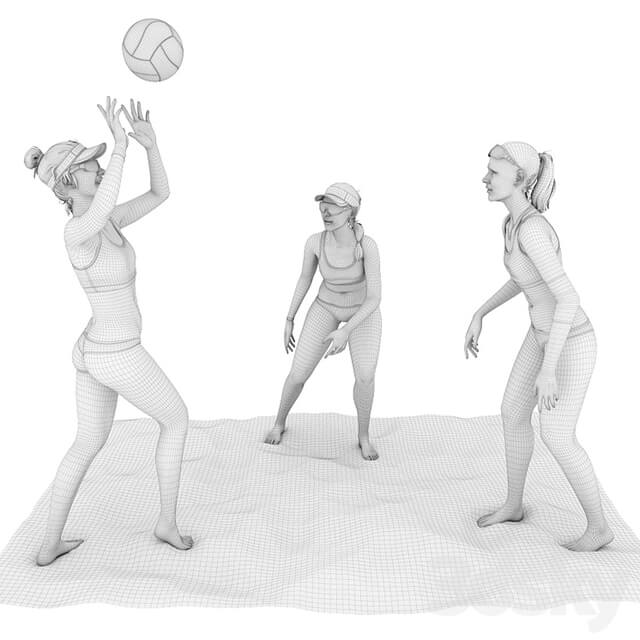 Girls playing beach volleyball