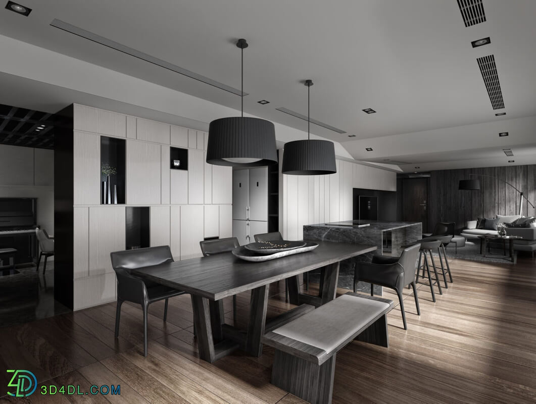 3D Interior Scenes File 3dsmax Model Diningroom 8 