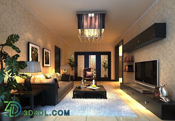 3D Interior Scenes File 3dsmax Model Chinese Livingroom 197