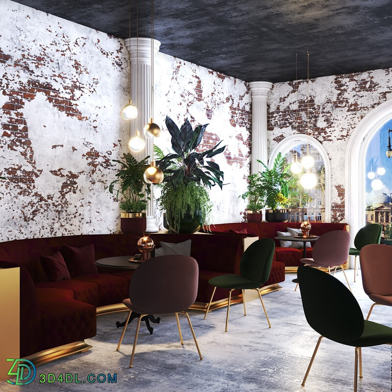 3D Model Interior Coffee 8 Scenes File 3dsmax 