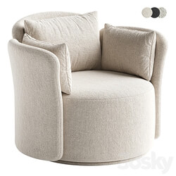 Swivel chair Lulu L black and white boucle 