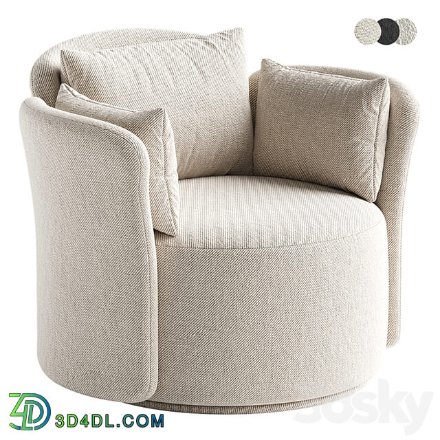 Swivel chair Lulu L black and white boucle