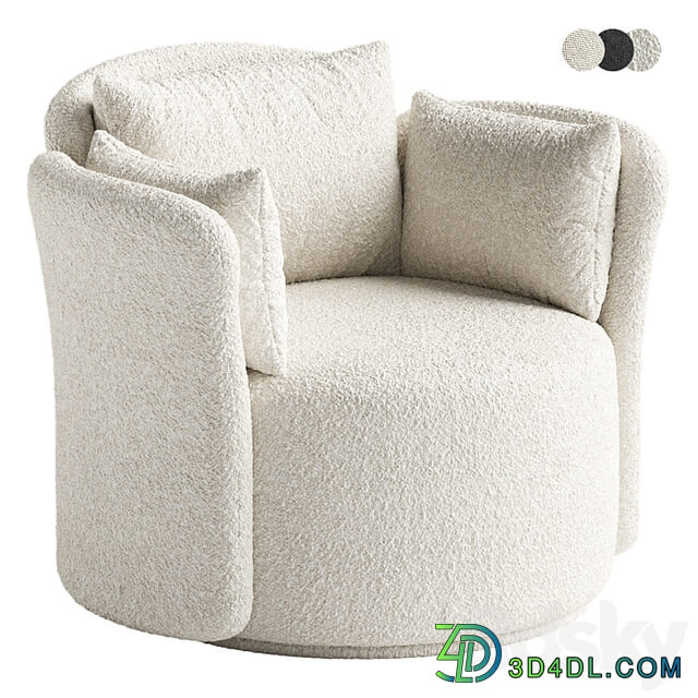 Swivel chair Lulu L black and white boucle