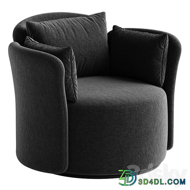 Swivel chair Lulu L black and white boucle