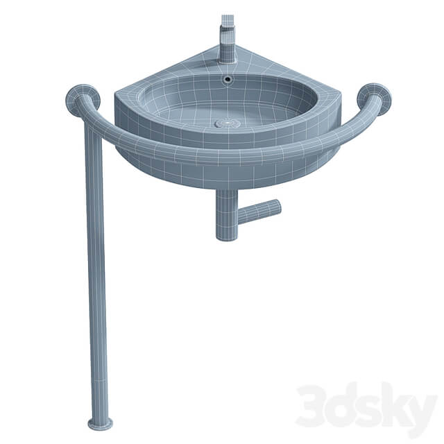 Sink DS IF35 corner 450x400x120 mm with handrail (right) and DS3 mixer Equipment for the disabled