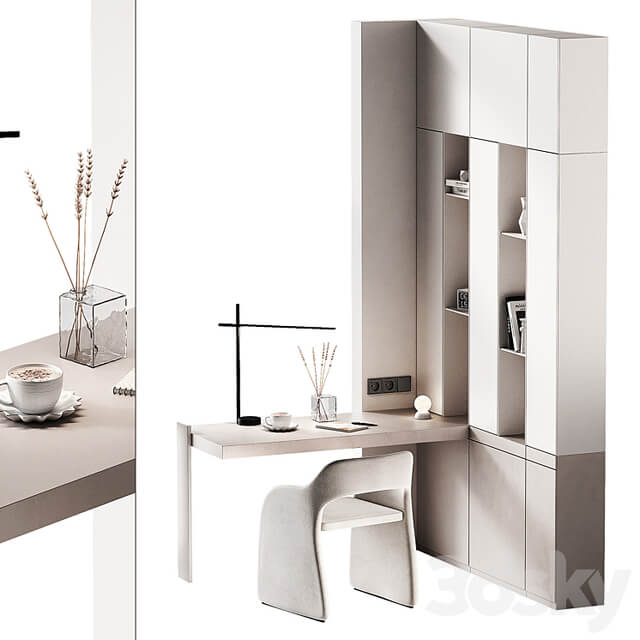 Workplace 2. Minimal home office furniture. Modular set.