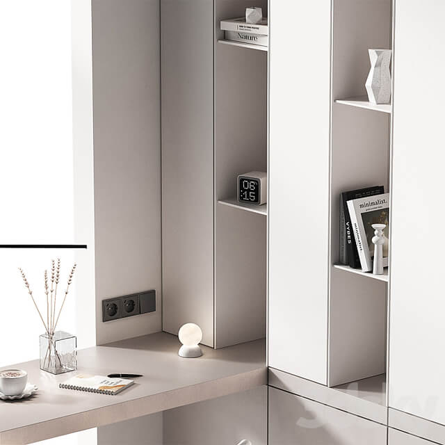 Workplace 2. Minimal home office furniture. Modular set.
