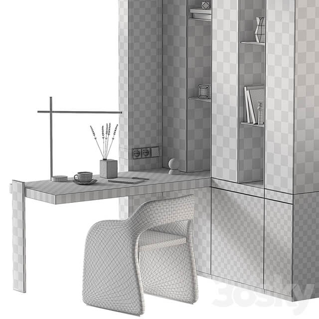 Workplace 2. Minimal home office furniture. Modular set.