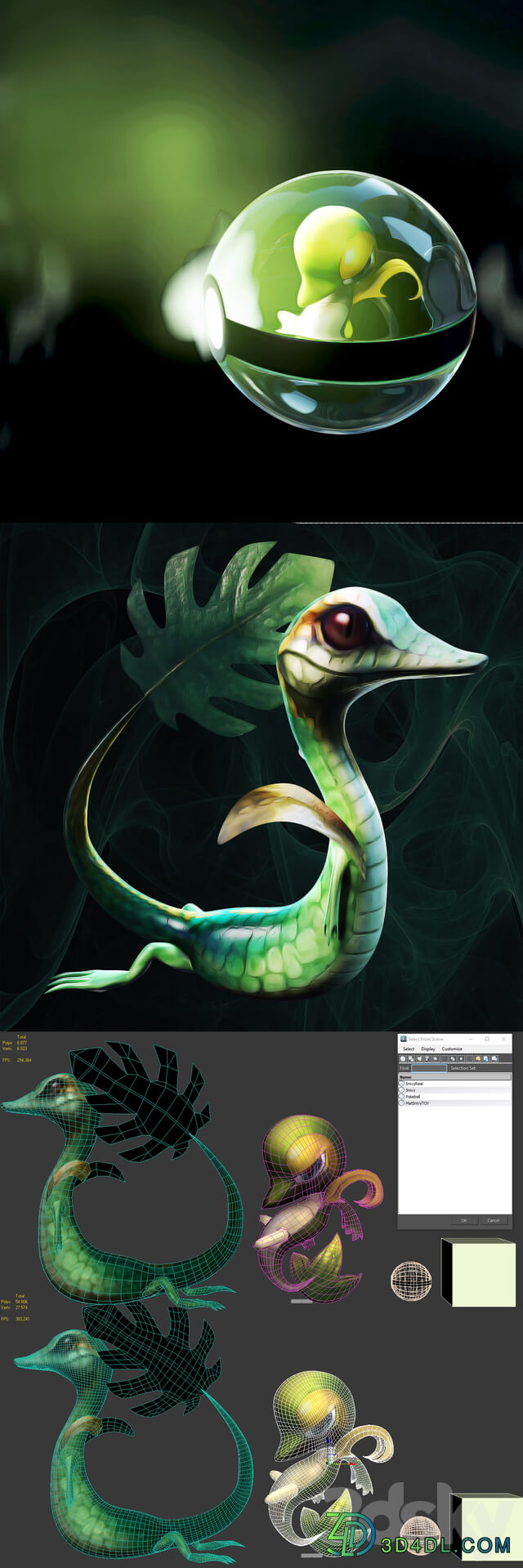 Pokemon Snivy 3D Models