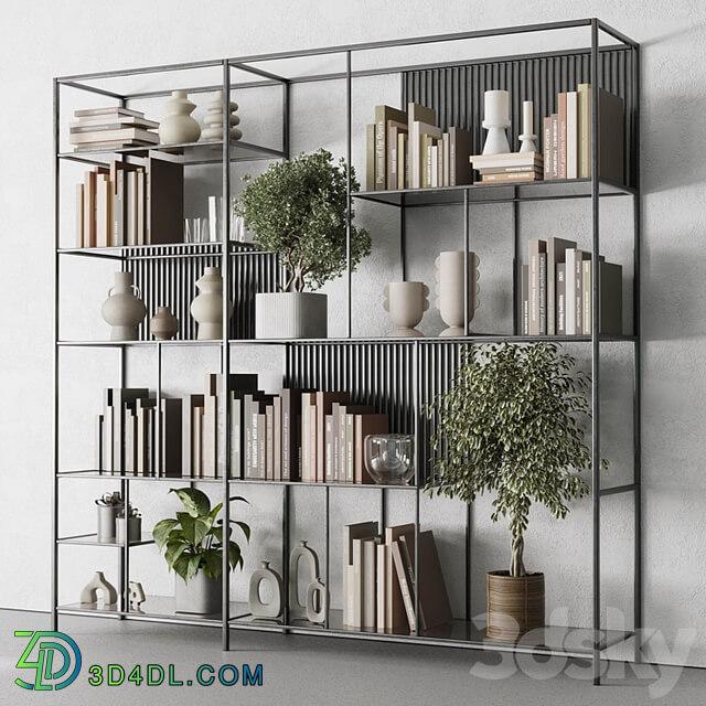 Metal Shelves Decorative With Book and plants Metal Rack 17