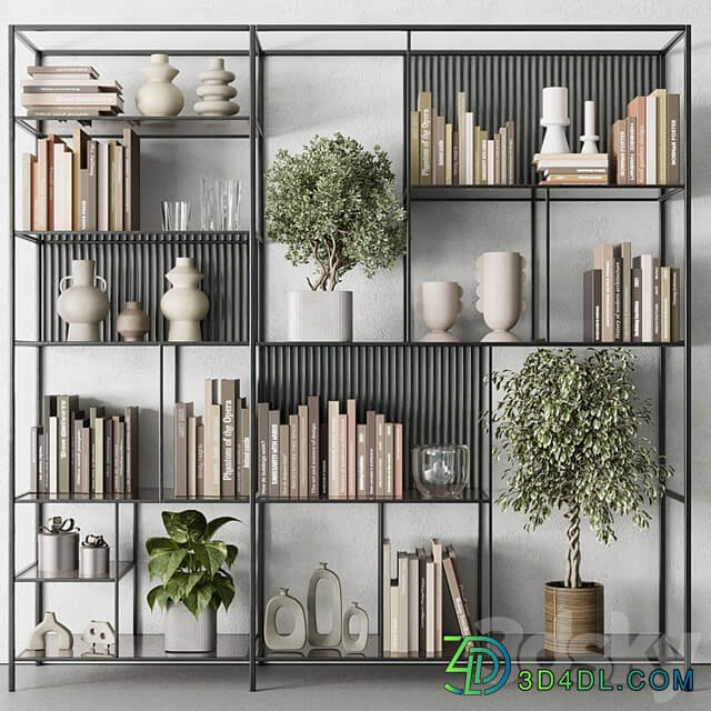 Metal Shelves Decorative With Book and plants Metal Rack 17