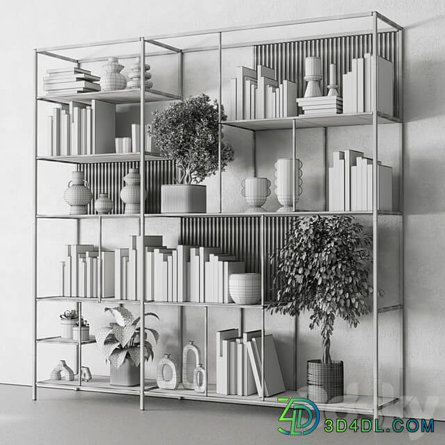 Metal Shelves Decorative With Book and plants Metal Rack 17