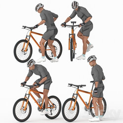Cyclist Man in 04 Poses 