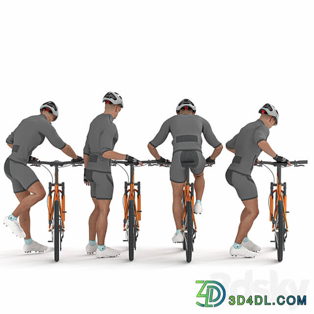 Cyclist Man in 04 Poses