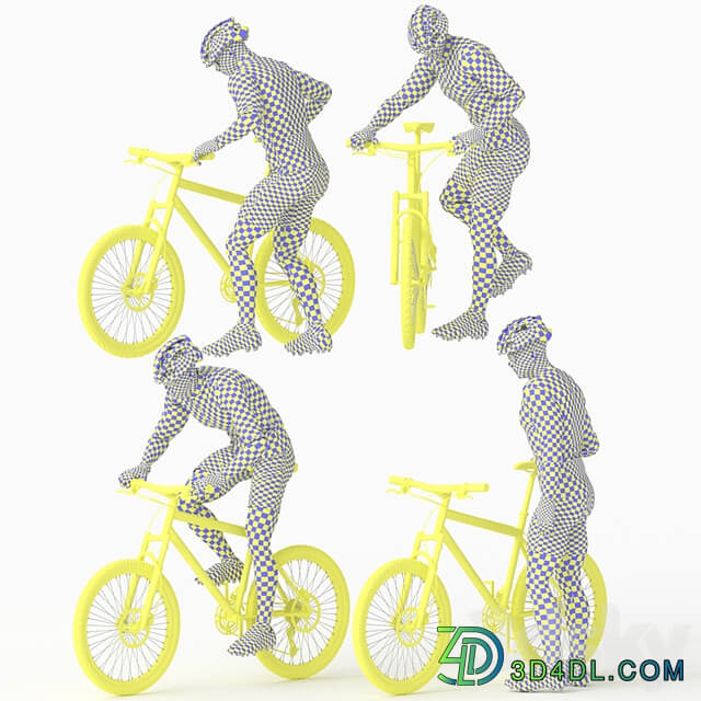 Cyclist Man in 04 Poses