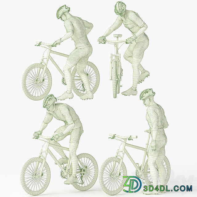 Cyclist Man in 04 Poses