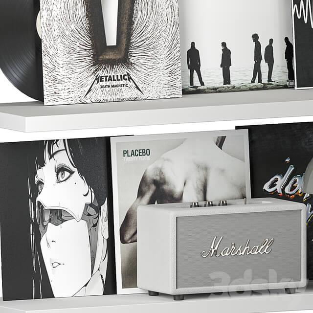 Shelf with Vinyl Records and Music equipment