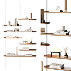 Minimalistic wooden shelving with decor 