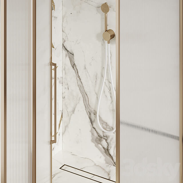 Shower enclosure with grooved glass