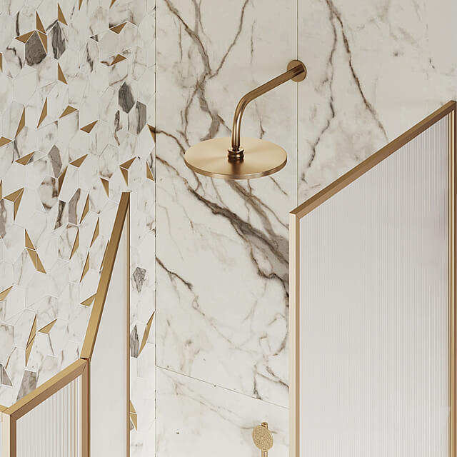 Shower enclosure with grooved glass