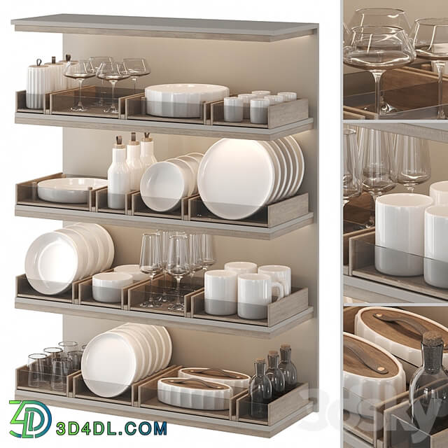A set of dishes for filling the kitchen: plates, glasses, mugs, jars