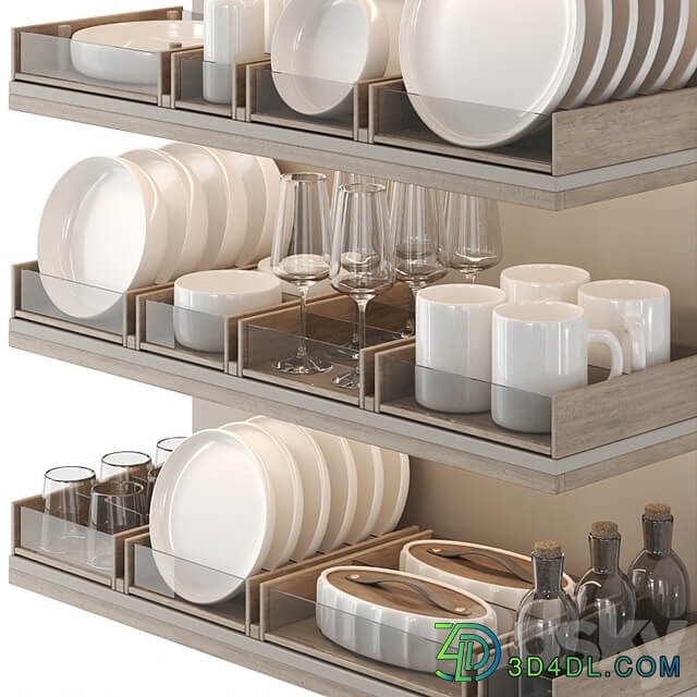 A set of dishes for filling the kitchen: plates, glasses, mugs, jars