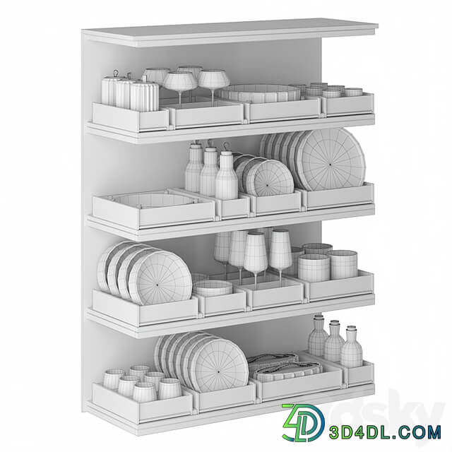 A set of dishes for filling the kitchen: plates, glasses, mugs, jars