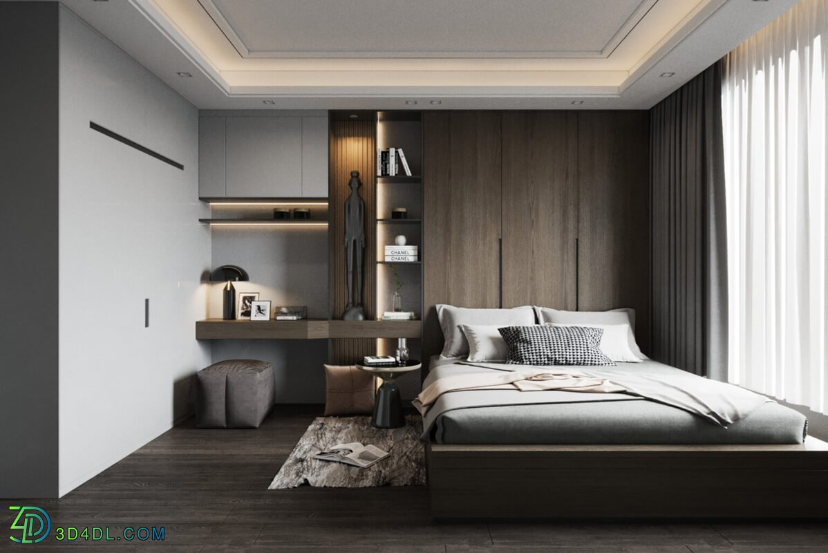 3D Interior Scenes File 3dsmax Model Bedroom 455 