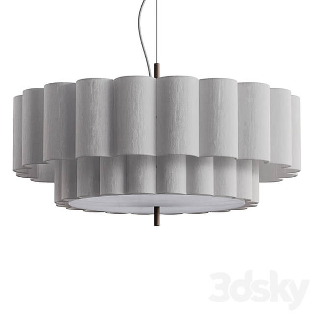 Folia large scalloped natural linen pendant
