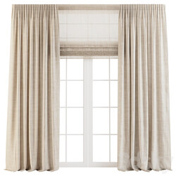 Linen Curtains with Roman Shades 