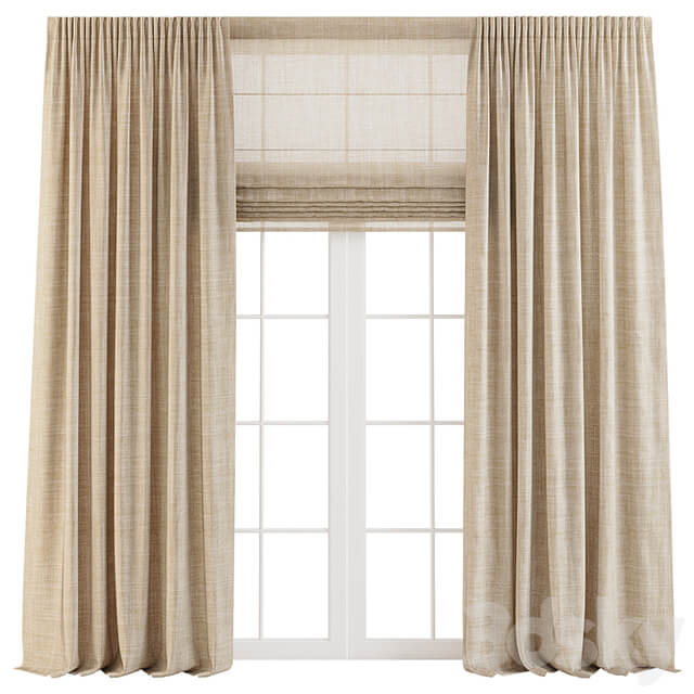 Linen Curtains with Roman Shades