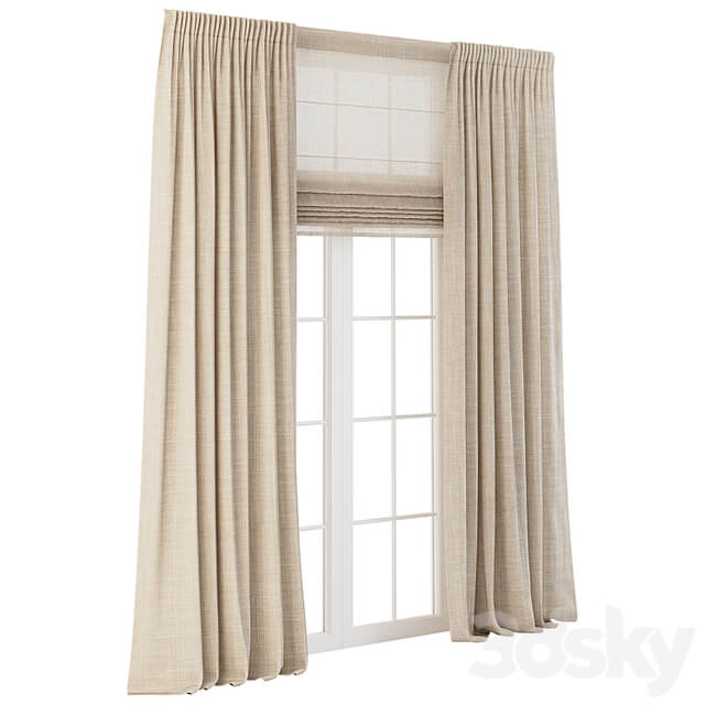 Linen Curtains with Roman Shades