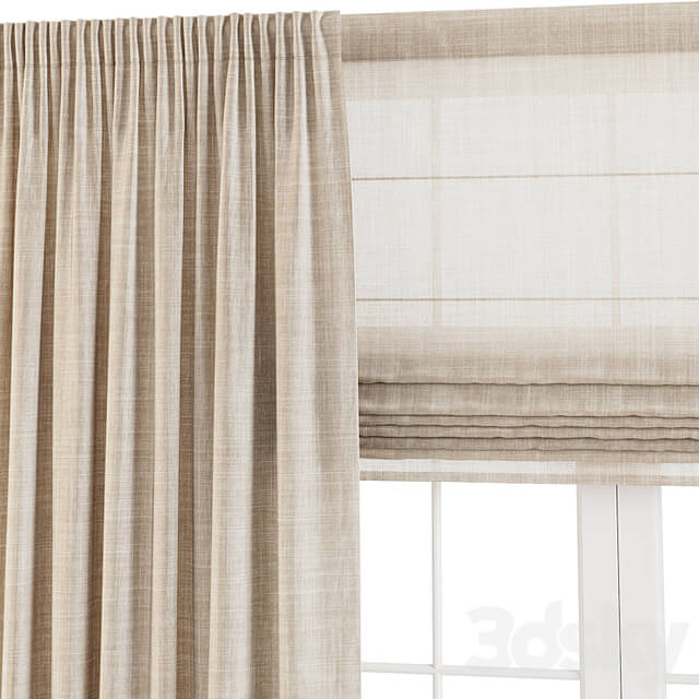 Linen Curtains with Roman Shades