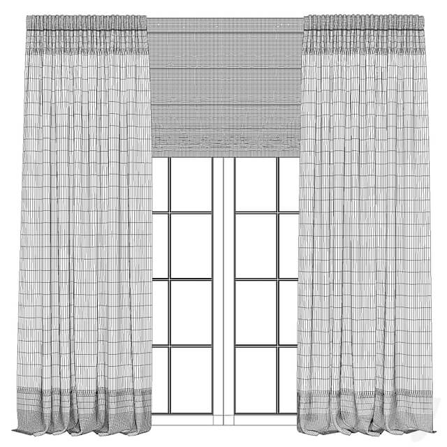 Linen Curtains with Roman Shades