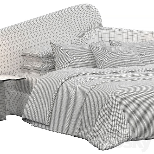 Rounded Linen Upholstered Headboard Bed