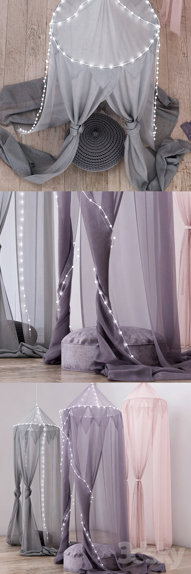 Miscellaneous RH Cotton Voile Play Canopy 3 pieces 