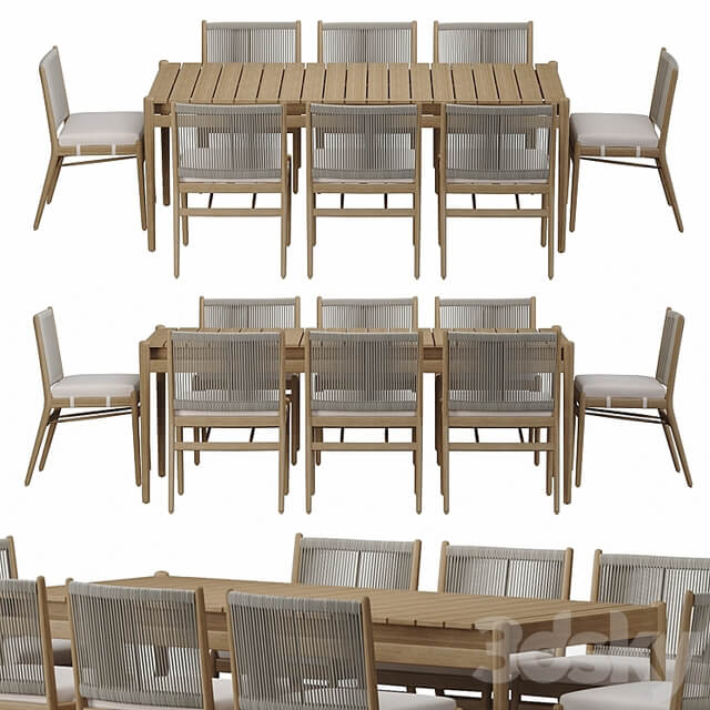 Four Hands Rosen Outdoor Dining Table set