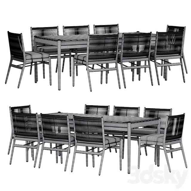 Four Hands Rosen Outdoor Dining Table set