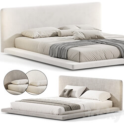 Modern White Upholstered Panel Bed By litfad 