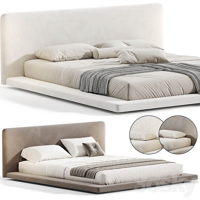 Modern White Upholstered Panel Bed By litfad