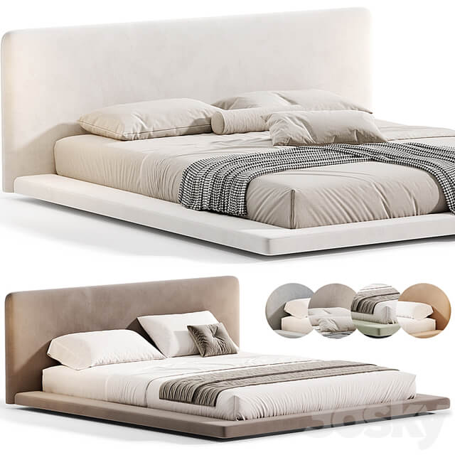 Modern White Upholstered Panel Bed By litfad