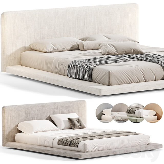 Modern White Upholstered Panel Bed By litfad