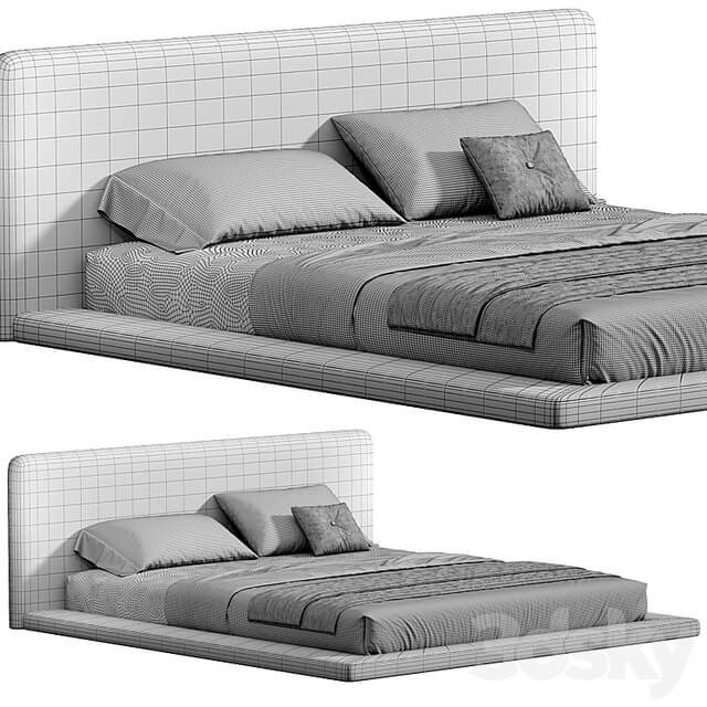 Modern White Upholstered Panel Bed By litfad