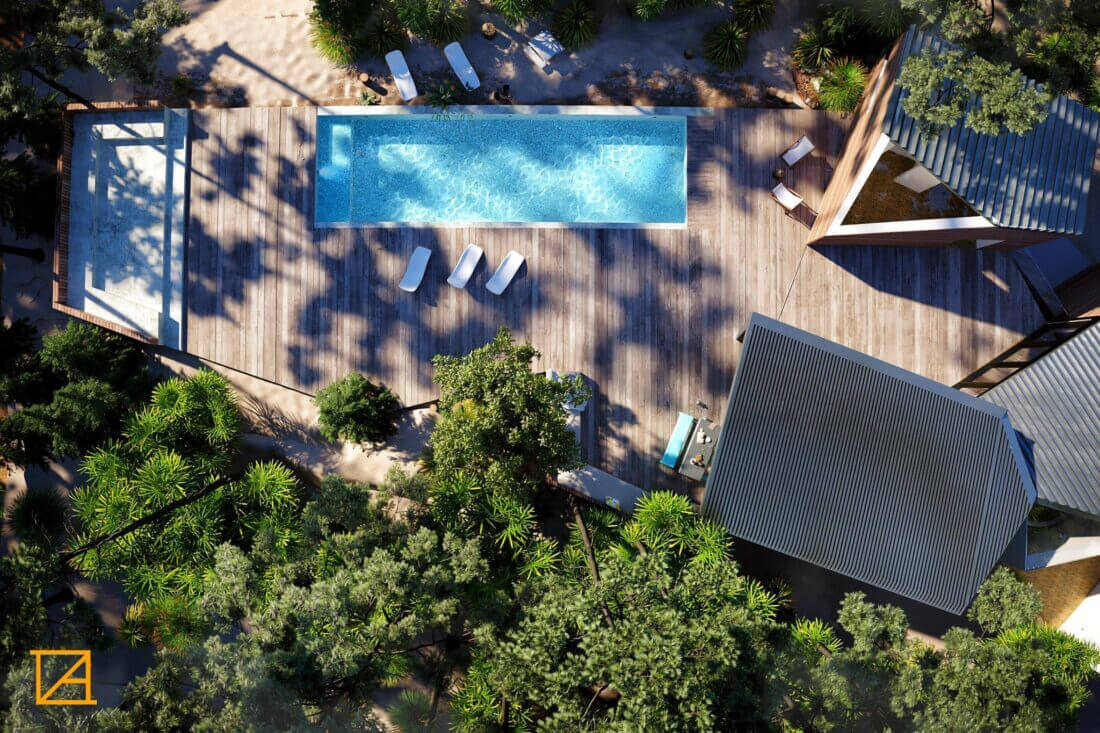 3D Exterior Pool House Scene 3dsmax 