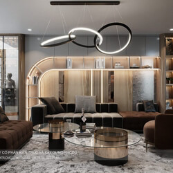  Living Room - Kitchen Interior Model by Trong Khoa 