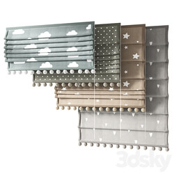 Roman curtains for the nursery with pompoms ZS 01 