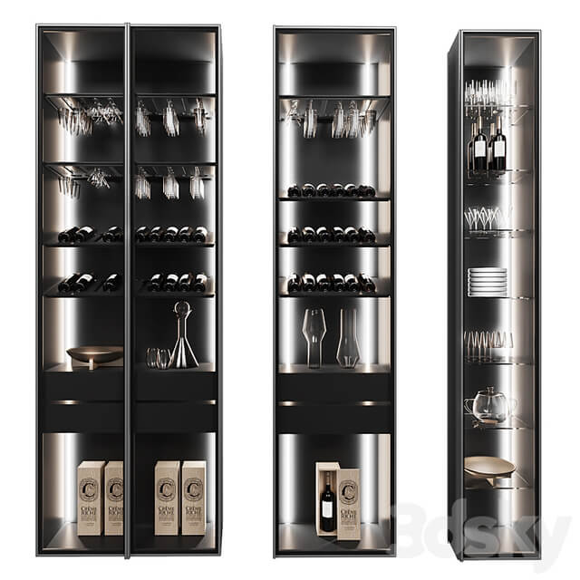 Set of display cases of different widths 1