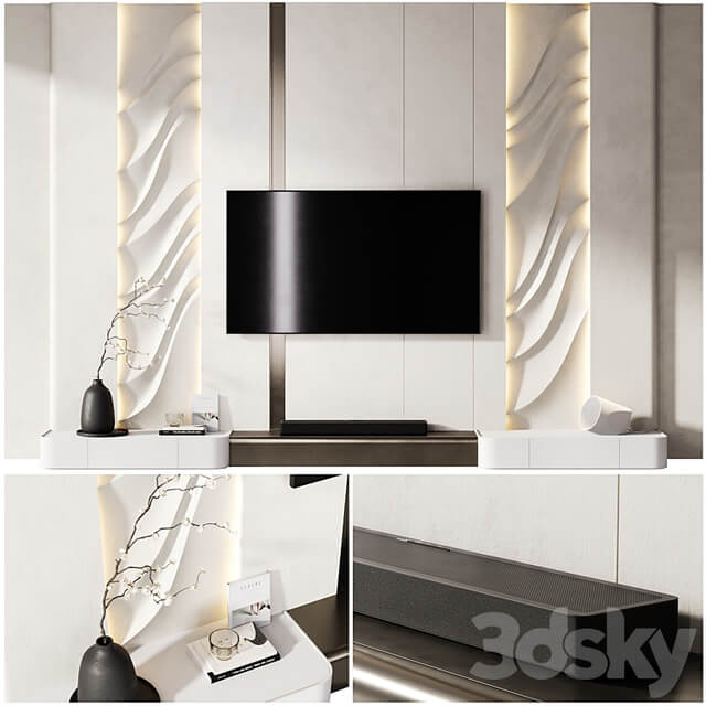 TV wall with soundbar 002