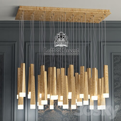 Chandelier Wooden Glowworm Square Pendant light 3D Models 