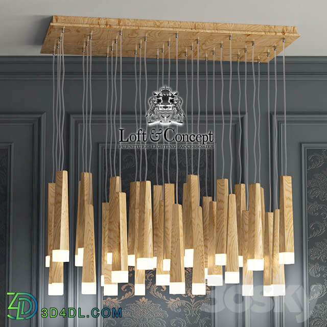 Chandelier Wooden Glowworm Square Pendant light 3D Models